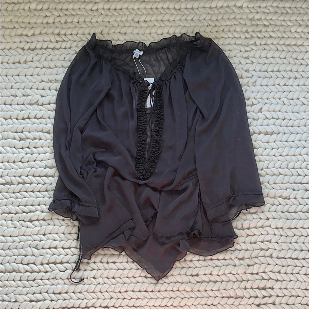Jaded London Lorenza Sheer Bardot Dress in Dusk